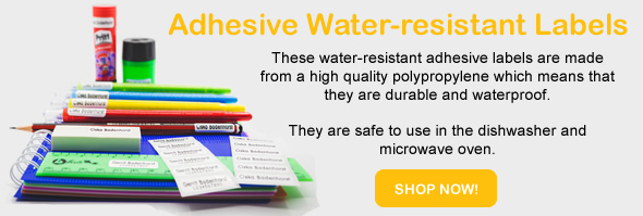 These water-resistant adhesive labels are made from a high quality polypropylene which means that they are durable and waterproof. They are safe to use in the dishwasher and microwave oven. 